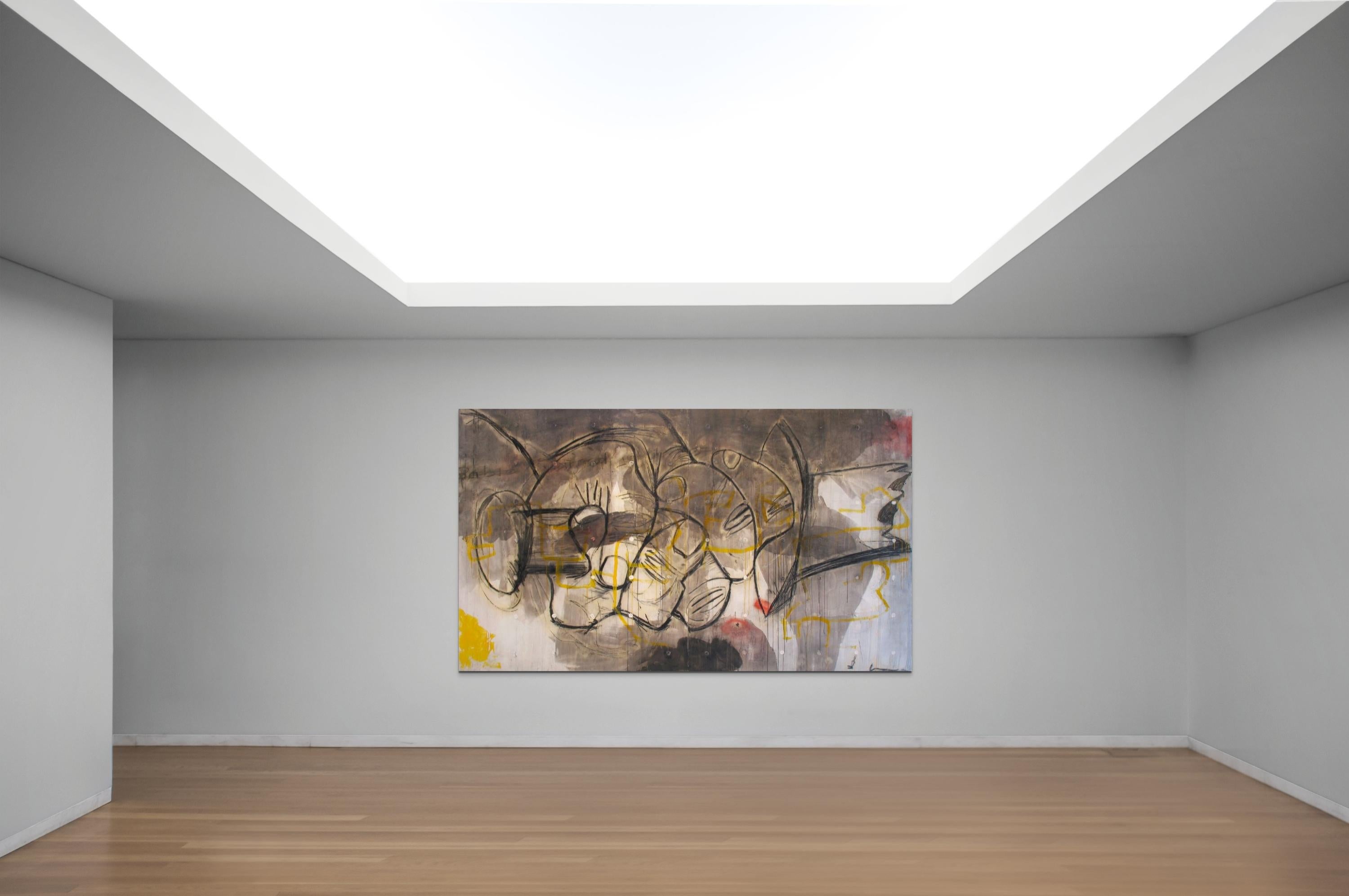 SUM OF DESTRUCTIONS - Gray Abstract Painting by Bryan Ryley