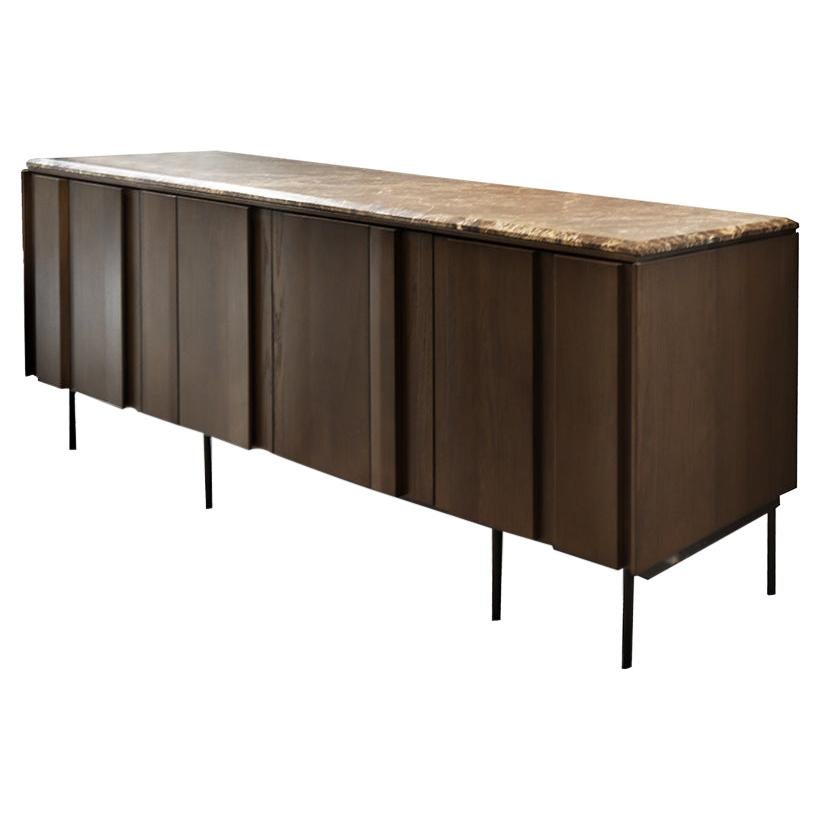 Contemporary Modern Bryant Studio Sideboard in Dark Oak & Marble by Collector