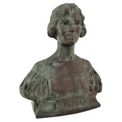 Bryant Barker Signed Patinated Bronze Bust Entitled "Alicia" Maddox Dupont
