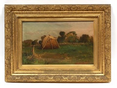 Antique American Oil Painting Wig Wam by Bryant Chapin Original Glit Frame