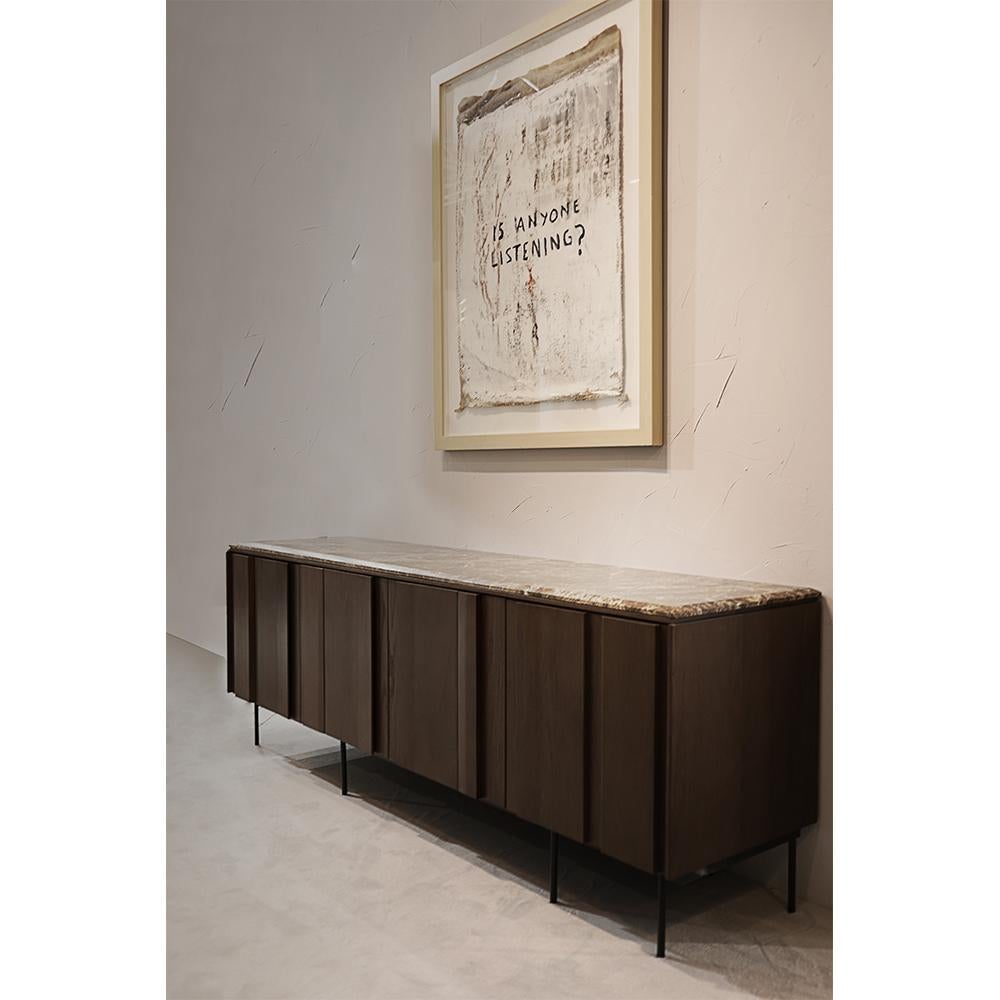 European Contemporary Modern Bryant Studio Sideboard in Dark Oak & Marble by Collector For Sale