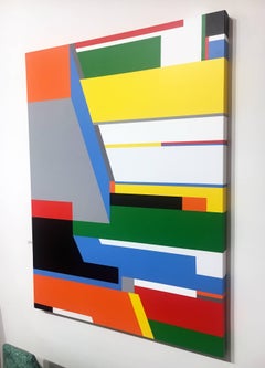 Untitled Composition #15 (Left) , Acrylic and Oil Abstract Geometric Painting