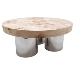 BRYL - burl wood and stainless steel coffee table