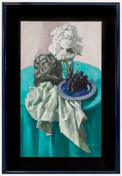 Bryn Richards (1922-2023) - 2012 Oil, Statue Head and Flowers