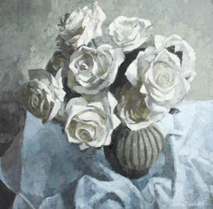 Bryn Richards (b.1922) - 20th Century Oil, White Roses