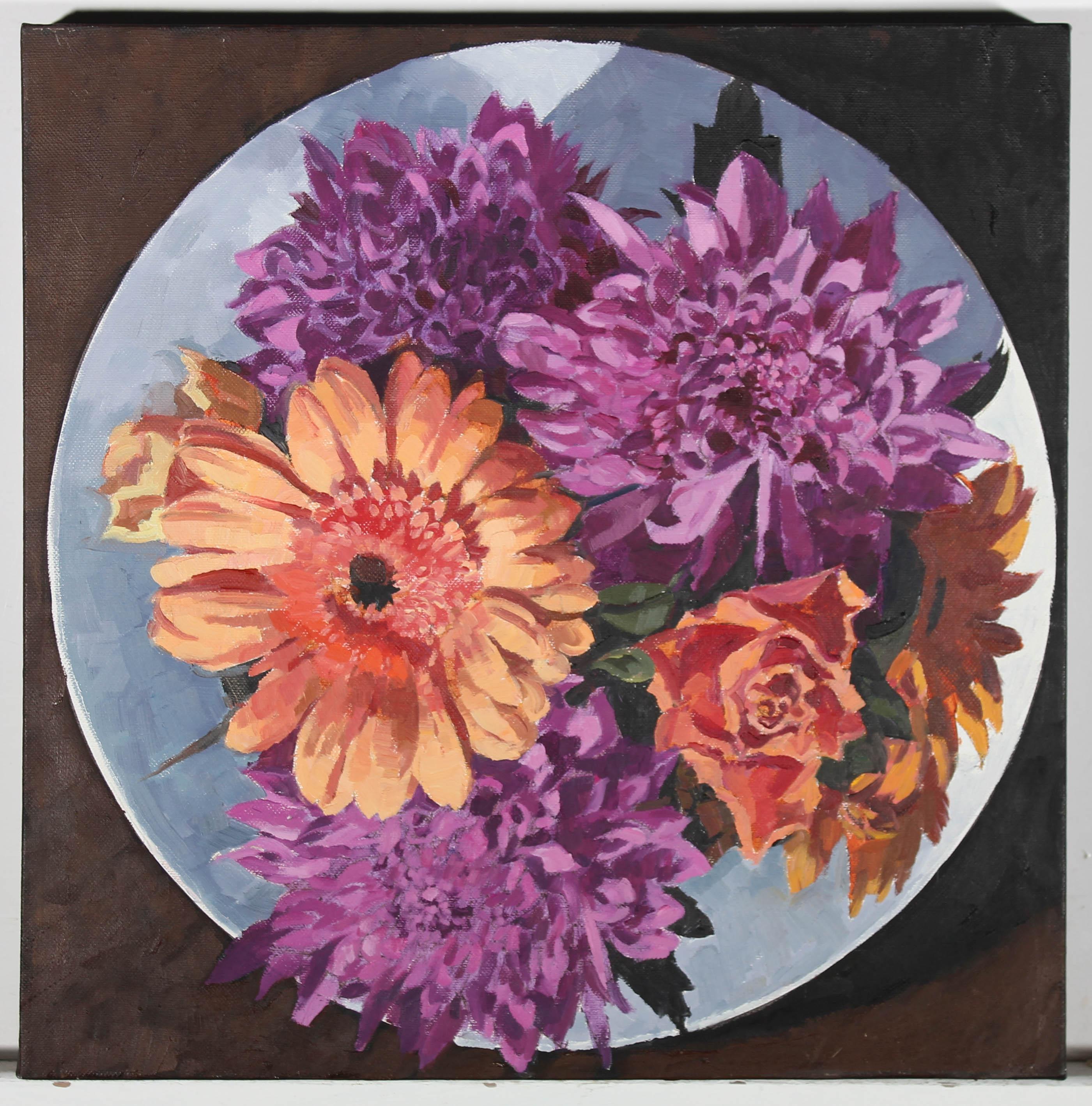 Bryn Richards (b.1922) - Contemporary Oil, Gerberas & Chrysanthemum For Sale 1