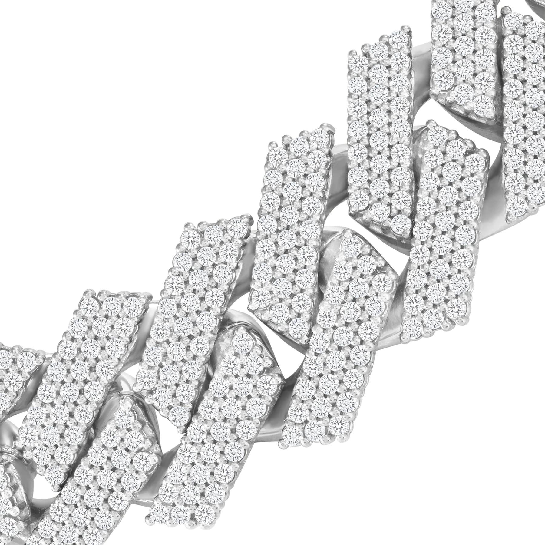 Women's Fully Iced Out Box Lock 18K Gold Cuban Bracelet For Sale