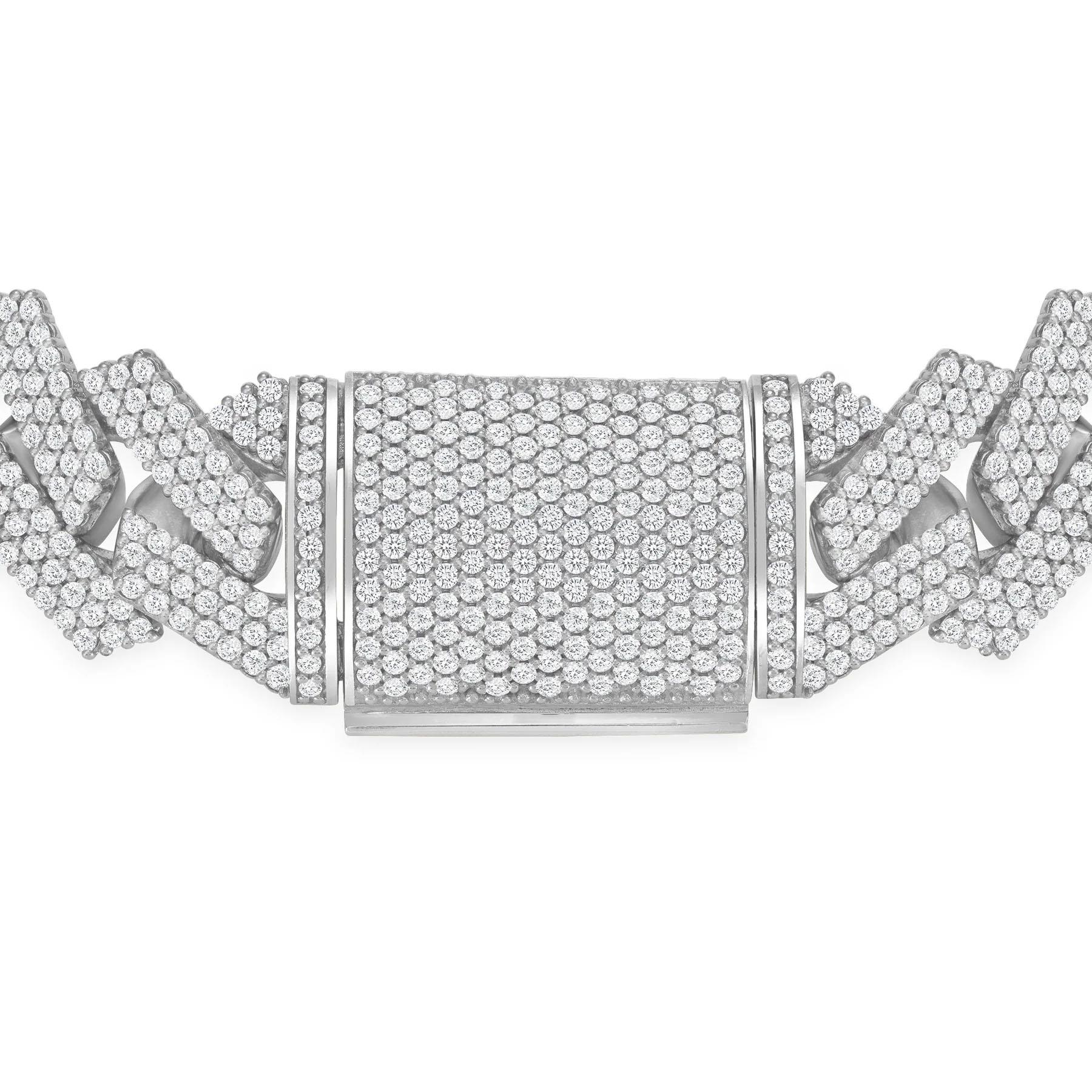 Fully Iced Out Box Lock 18K Gold Cuban Bracelet For Sale 1