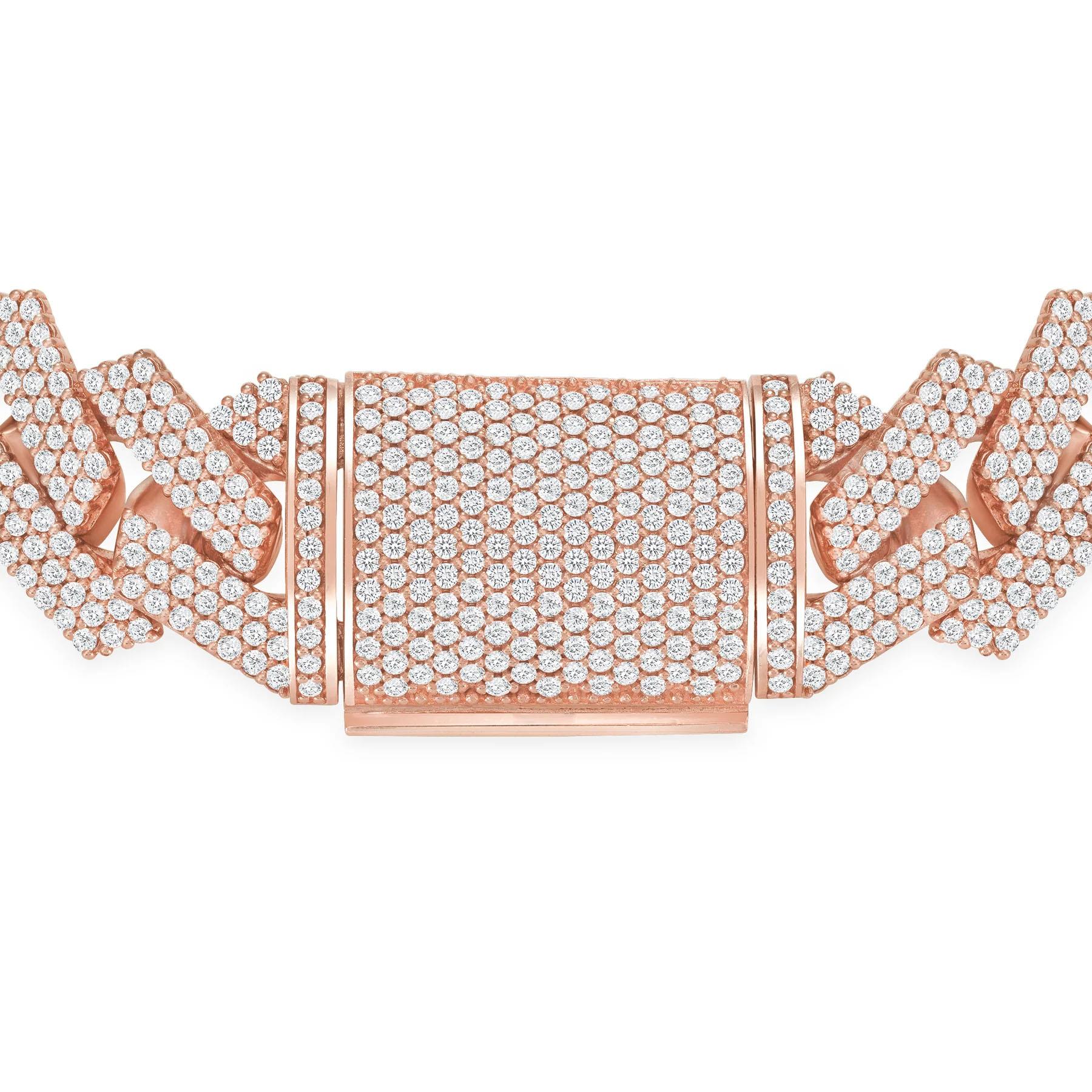 Fully Iced Out Box Lock 18K Gold Cuban Bracelet For Sale 2