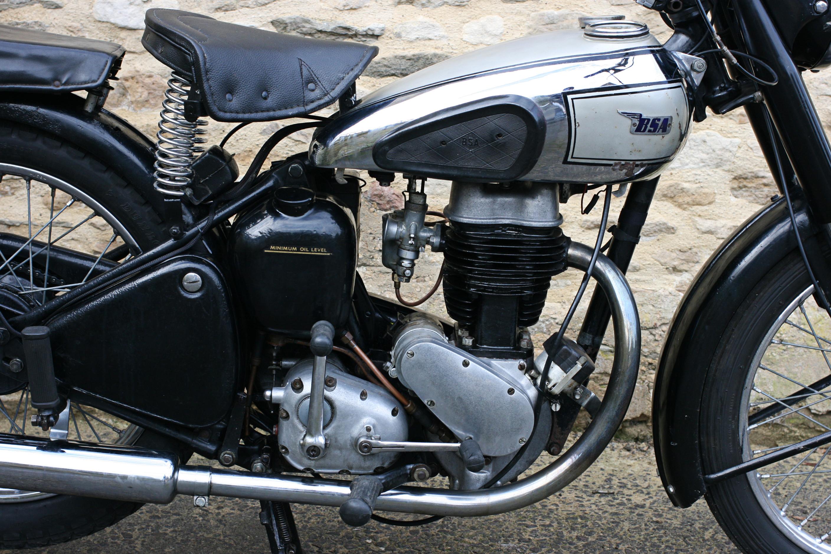 Mid-20th Century BSA C11 Motorcycle, Classic 250 Cc. Single Cylinder Overhead Valve, Rigid Frame