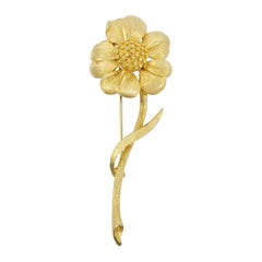 BSK Gold Vintage Flower Brooch, Mid 1900s Pin