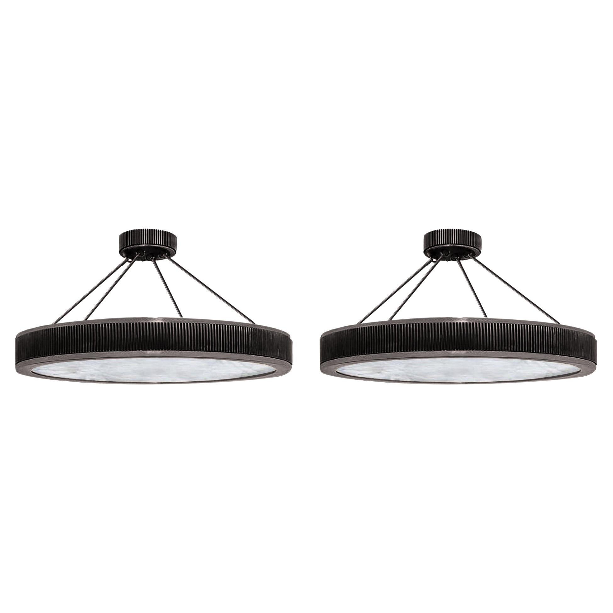 BSR28 Rock Crystal Semi Flush Mounts by Phoenix For Sale