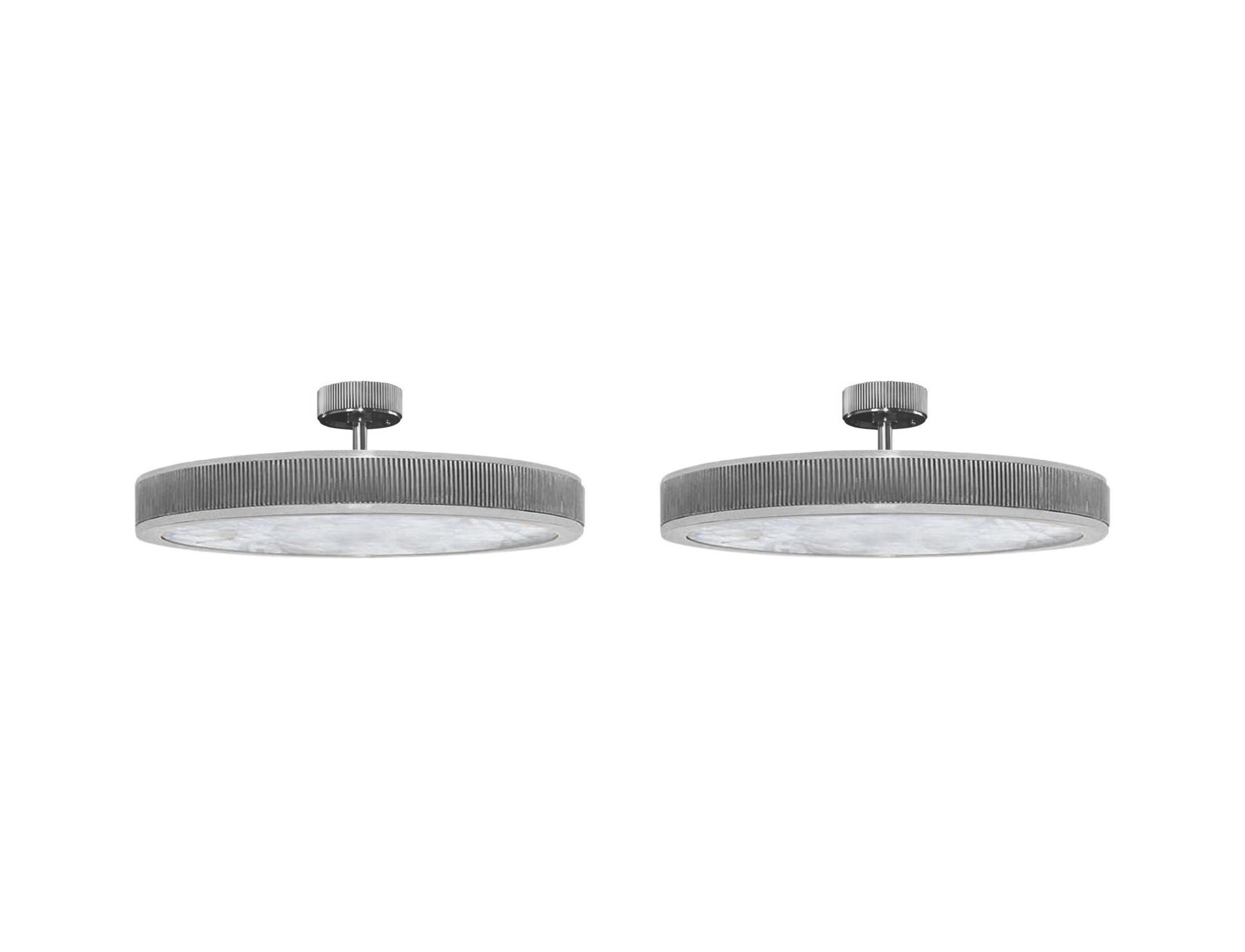 Pair Of BSR20 Rock Crystal Semi Flush Mounts by Phoenix In Excellent Condition In New York, NY