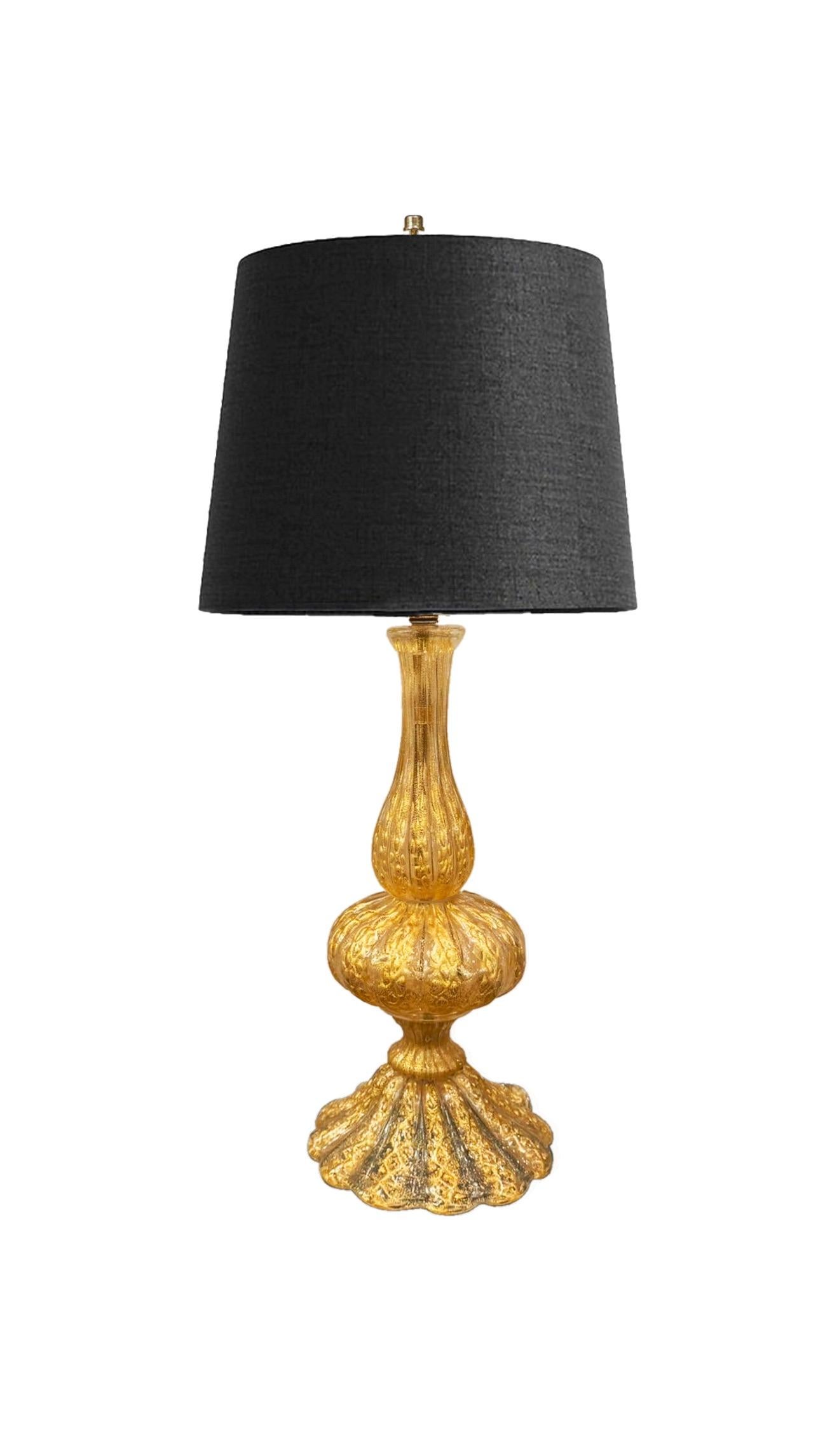 AT&T Lampe de table en verre de Murano soufflé à la main avec Avventurina Bon état - En vente à New York, NY