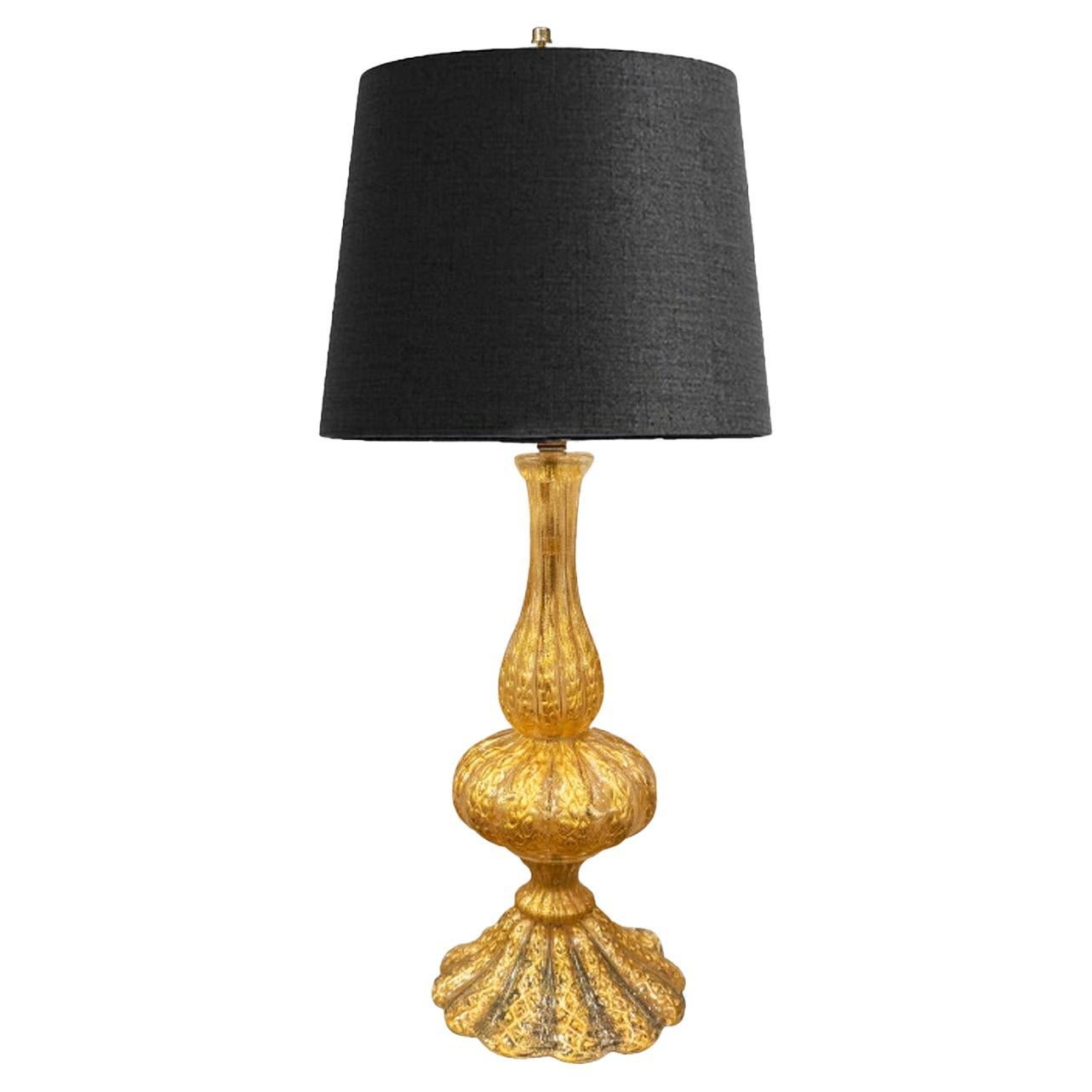 B&T Hand Blown Murano Glass Table Lamp with Avventurina