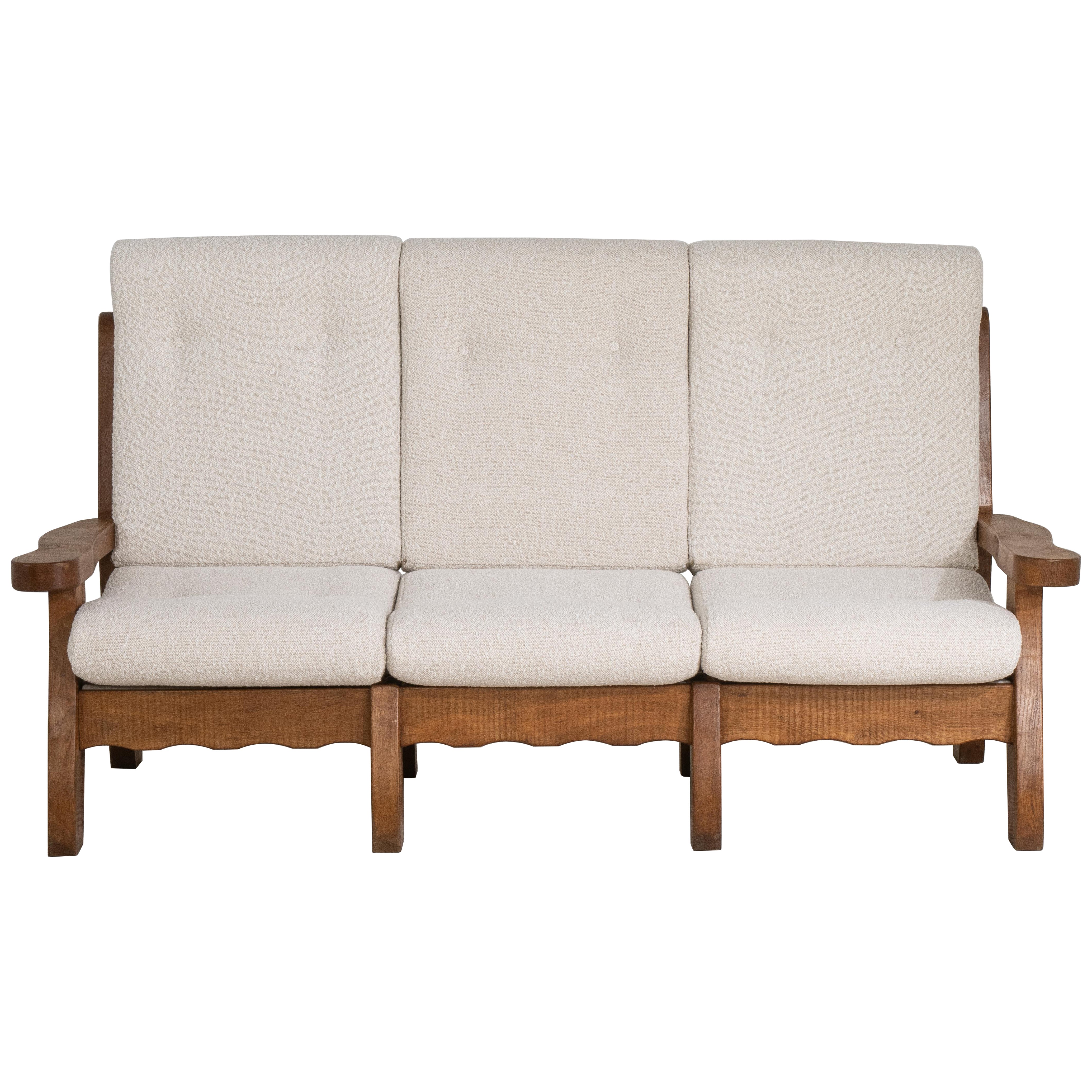 Btutalist Oak Upholstered Sofa For Sale