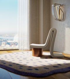 Colorful beige violet Funny Hand Knotted Wool Silk Rug for kid's room - Bub