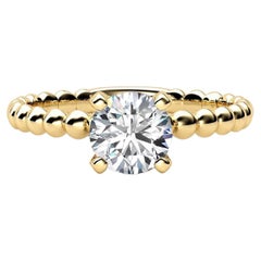 Blase & Perle Solitär Moissanit Verlobungsring 14k Gold.