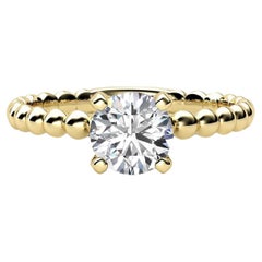 Bubble & Bead Solitaire Moissanite Anillo de compromiso Oro de 14k