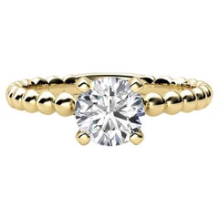 Anello di fidanzamento solitario in moissanite con bolle e perline in oro 14k