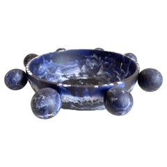 Bubble Bowl in Marbled Navy Blue Resin by Paola Valle