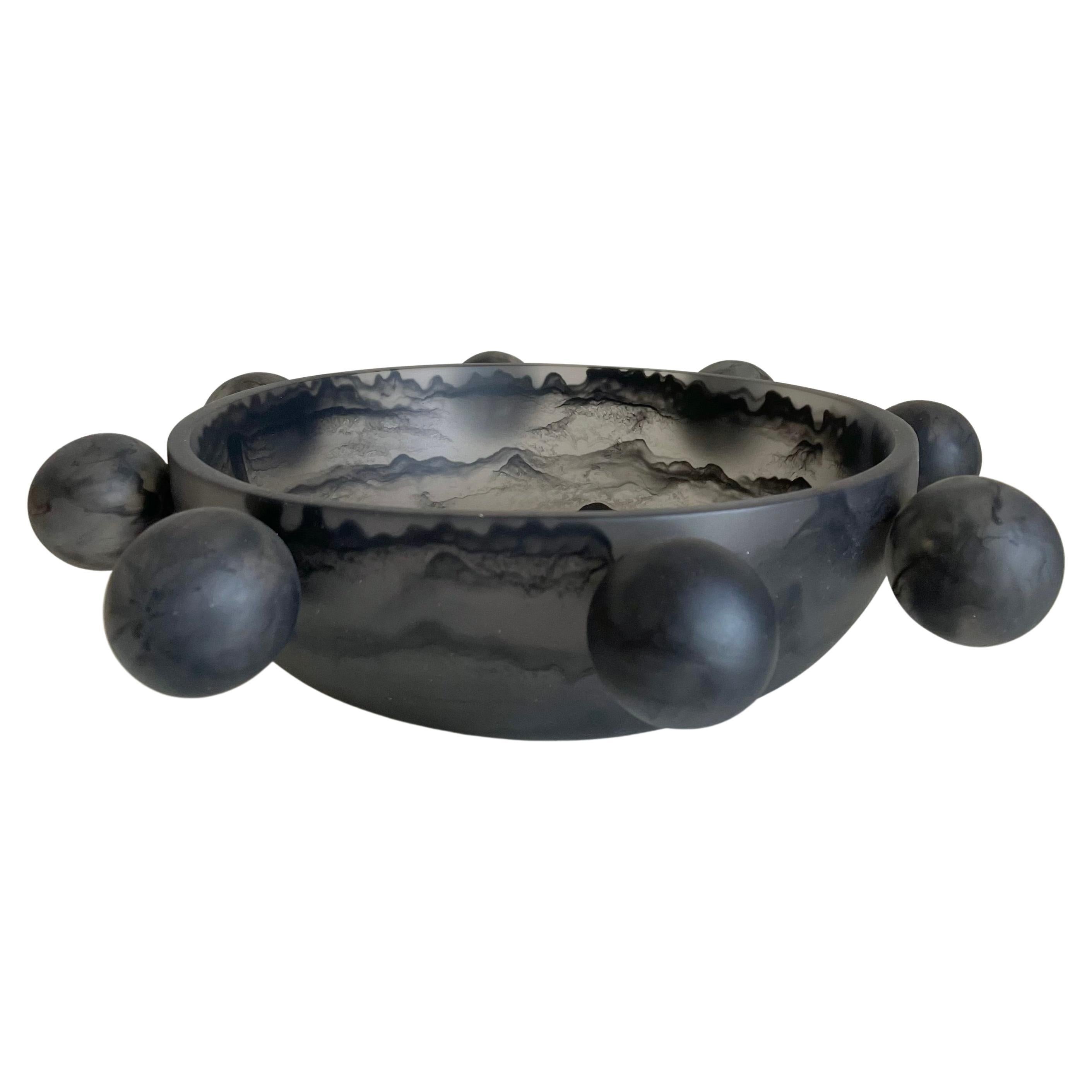 Bubble Bowl in Marbled Smoke and Black Resin by Paola Valle For Sale