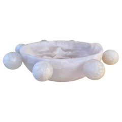 Bubble Bowl in Marbled White and Pearl Resin by Paola Valle