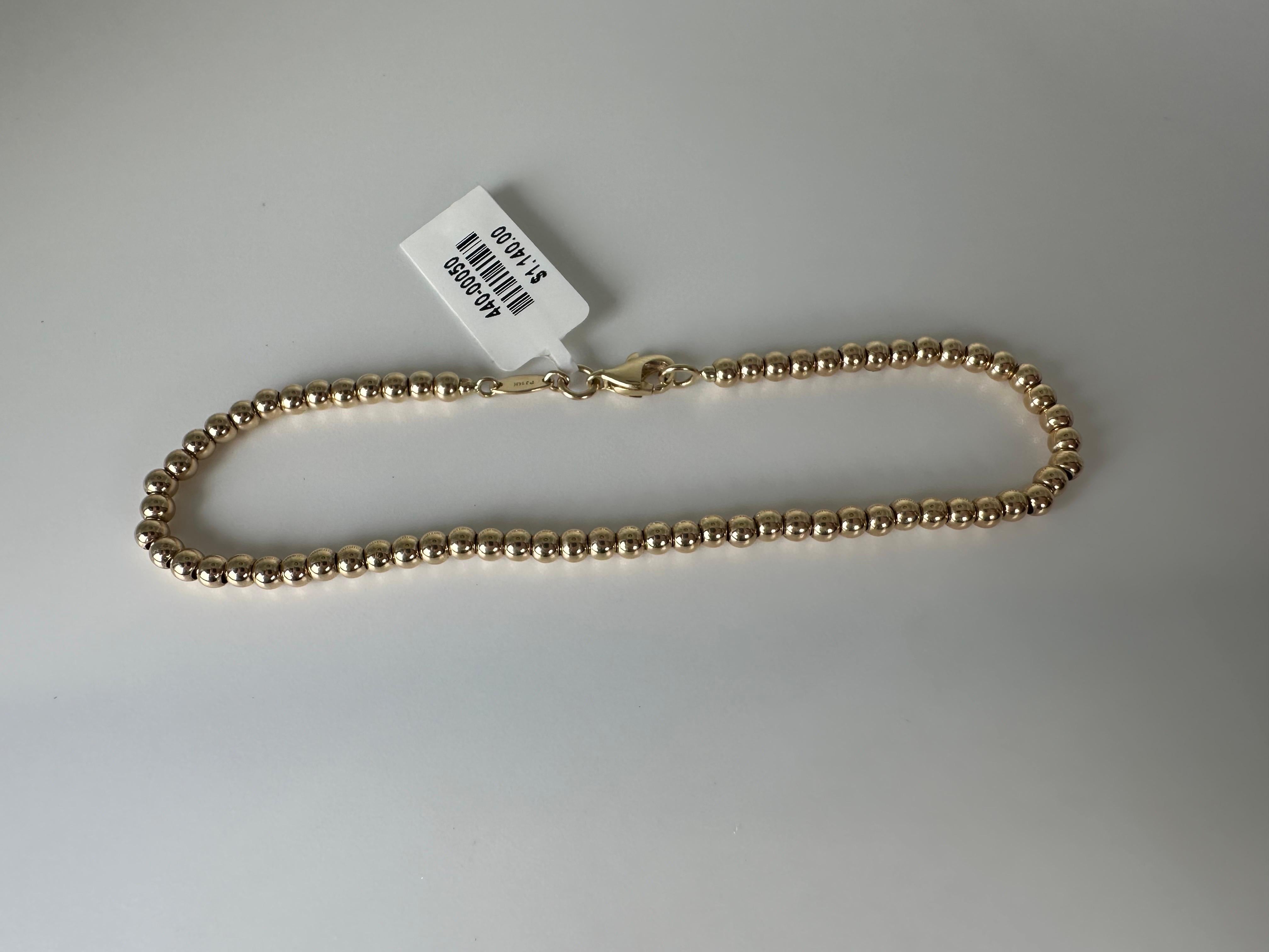 Bubble bracelet 14KT yellow gold 7.5 inches In New Condition For Sale In Jupiter, FL