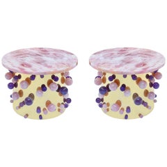 Bubble Cherry Blossom Rock Crystal Cocktail Tables by Phoenix