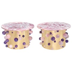 Bubble Cherry Blossom Rock Crystal Cocktail Tables by Phoenix