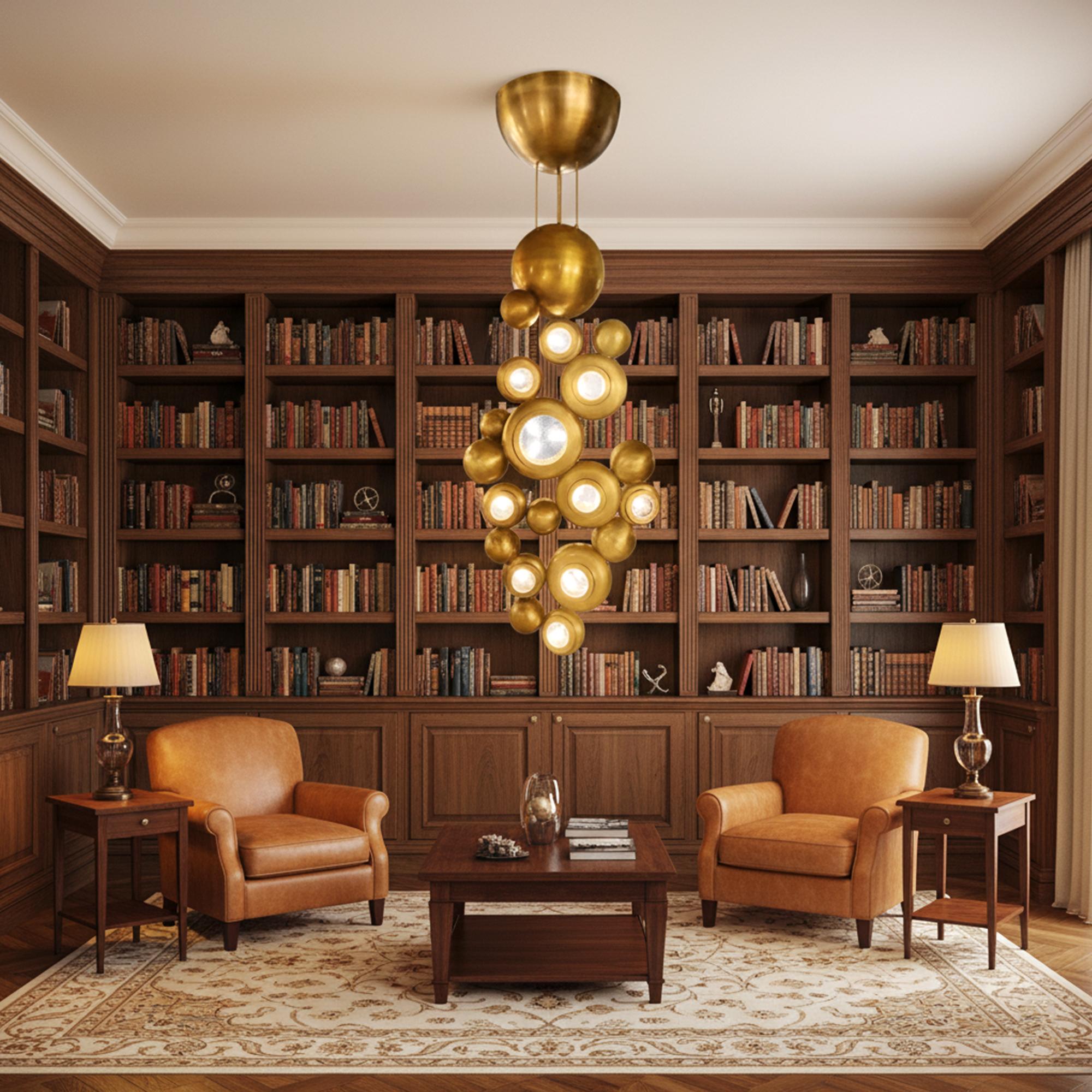 Colección Bubble Araña moderna de latón y cristal para salón de lujo en venta 4