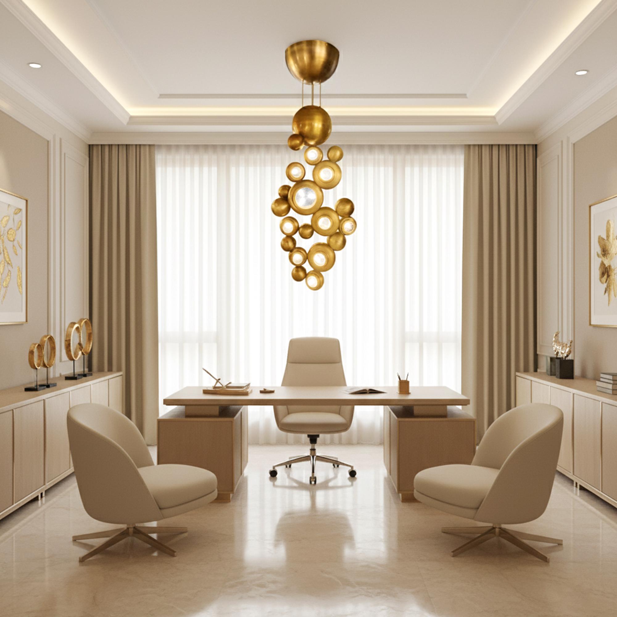 Colección Bubble Araña moderna de latón y cristal para salón de lujo en Nuevo estado para la venta en Monroe, NY