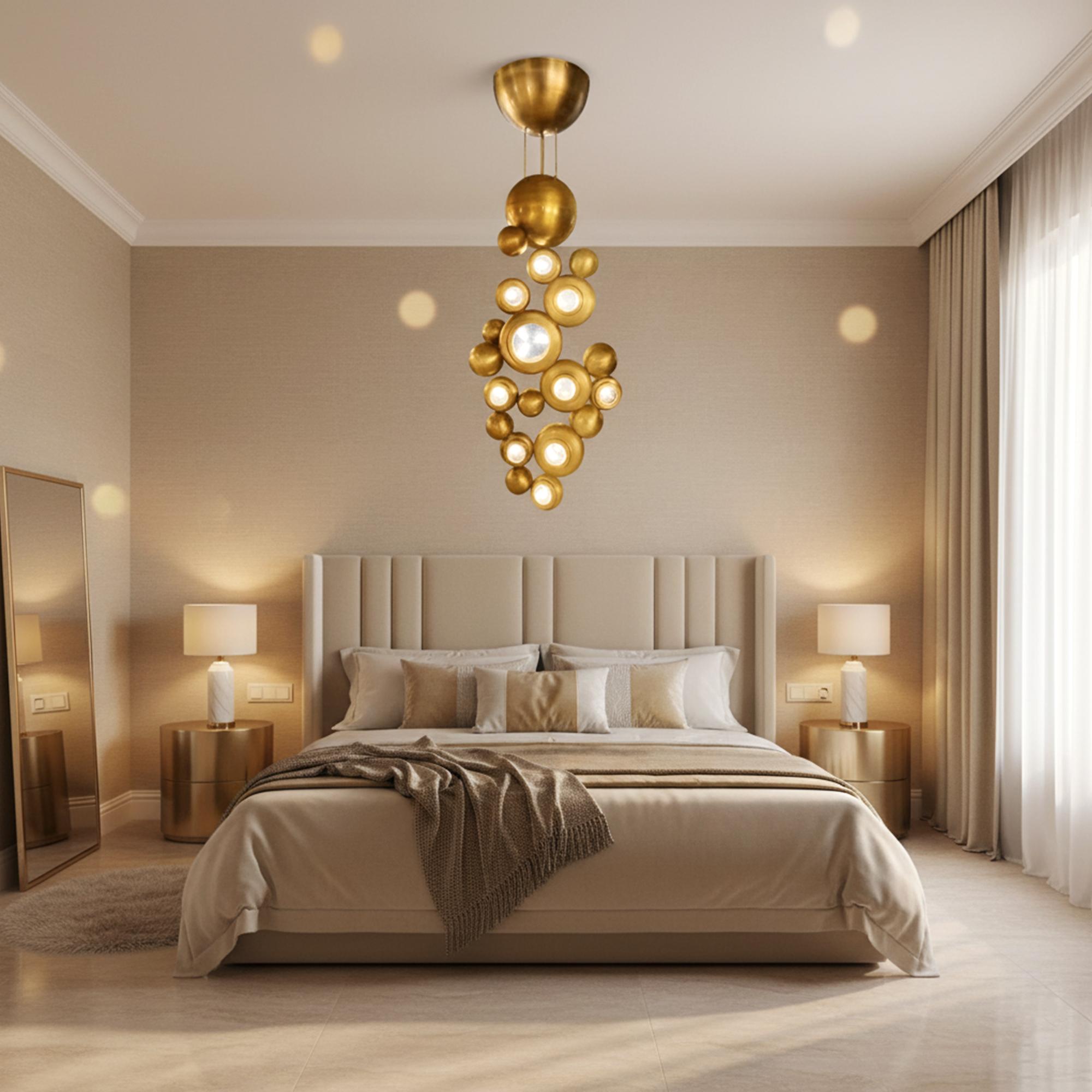 Colección Bubble Araña moderna de latón y cristal para salón de lujo en venta 1