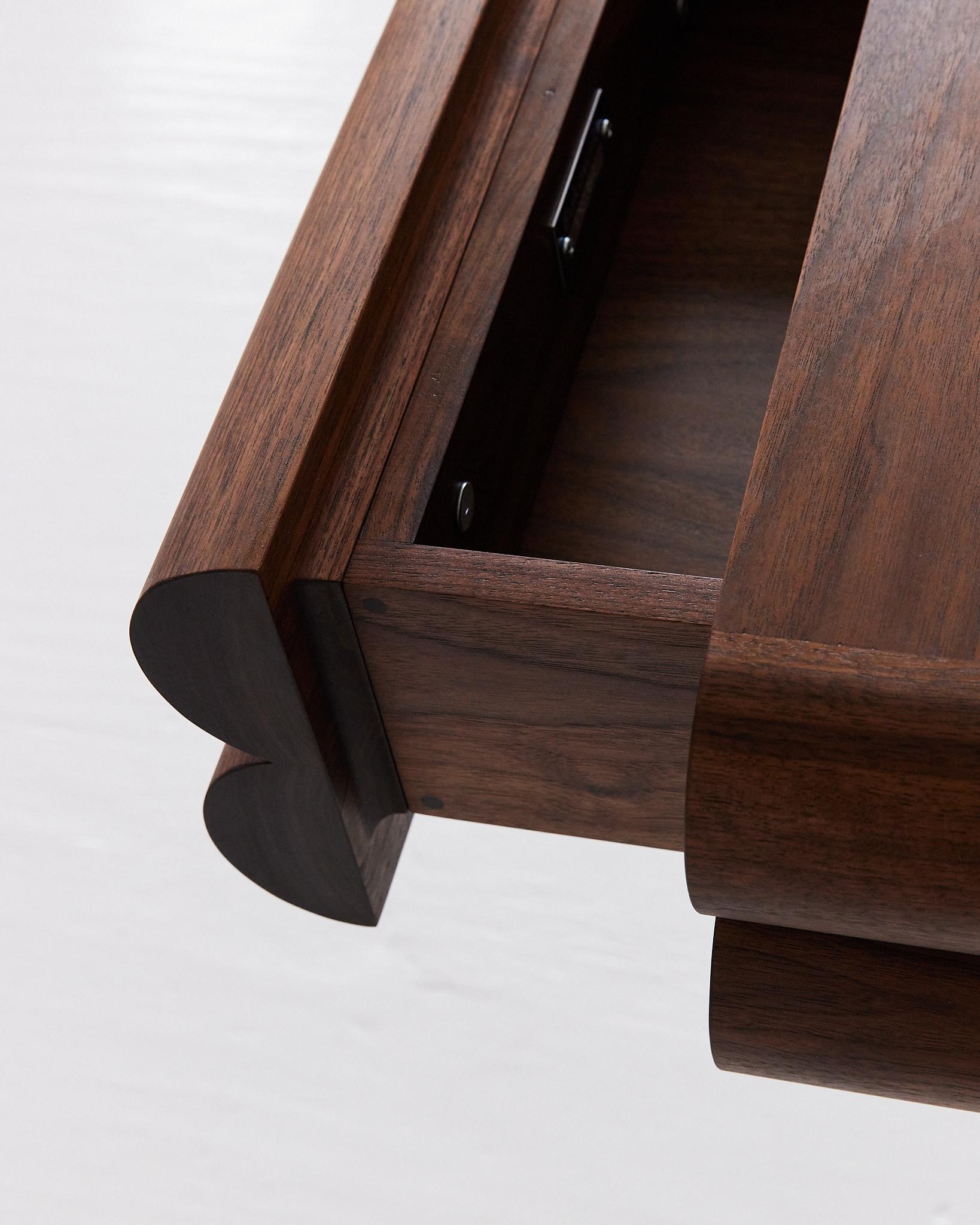 American Bubble Console Table (Small) – Modern Wall Mounted Entry Table in Walnut For Sale