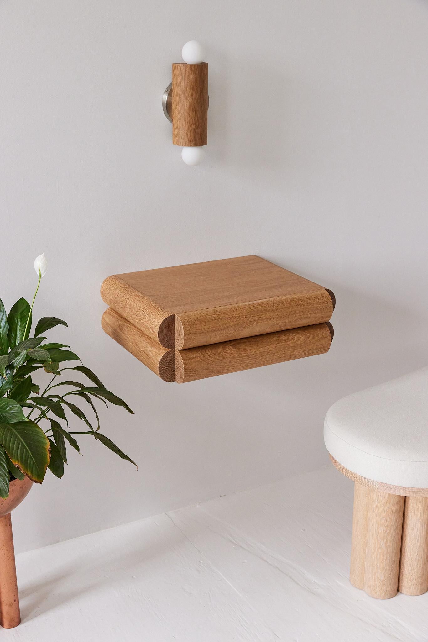 Hand-Crafted Bubble Console Table (Small) – Modern Wall Mounted Entry Table in White Oak For Sale