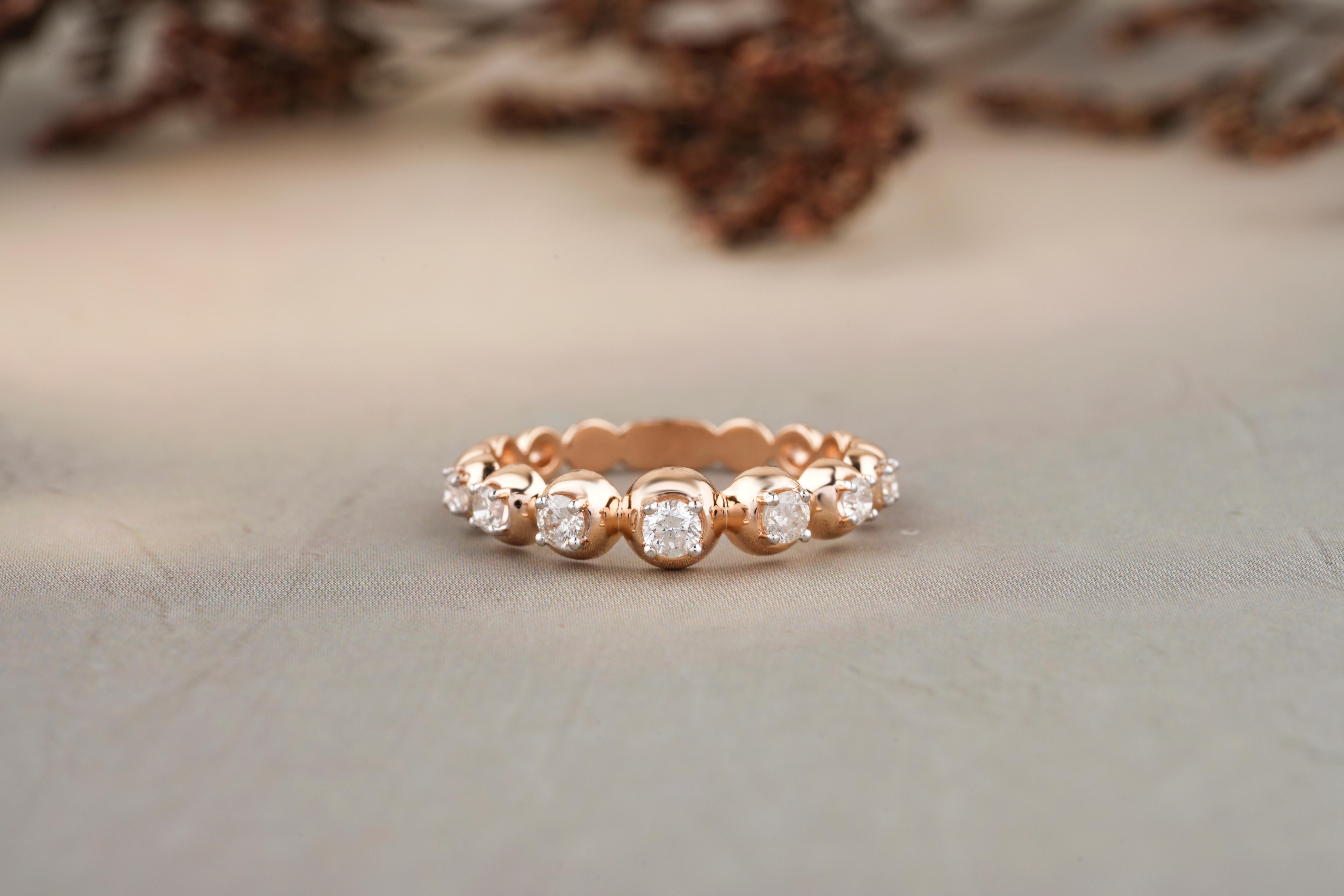 For Sale:  Bubble Design Eternity Band Set With Round Diamonds in 18k Solid Gold 2