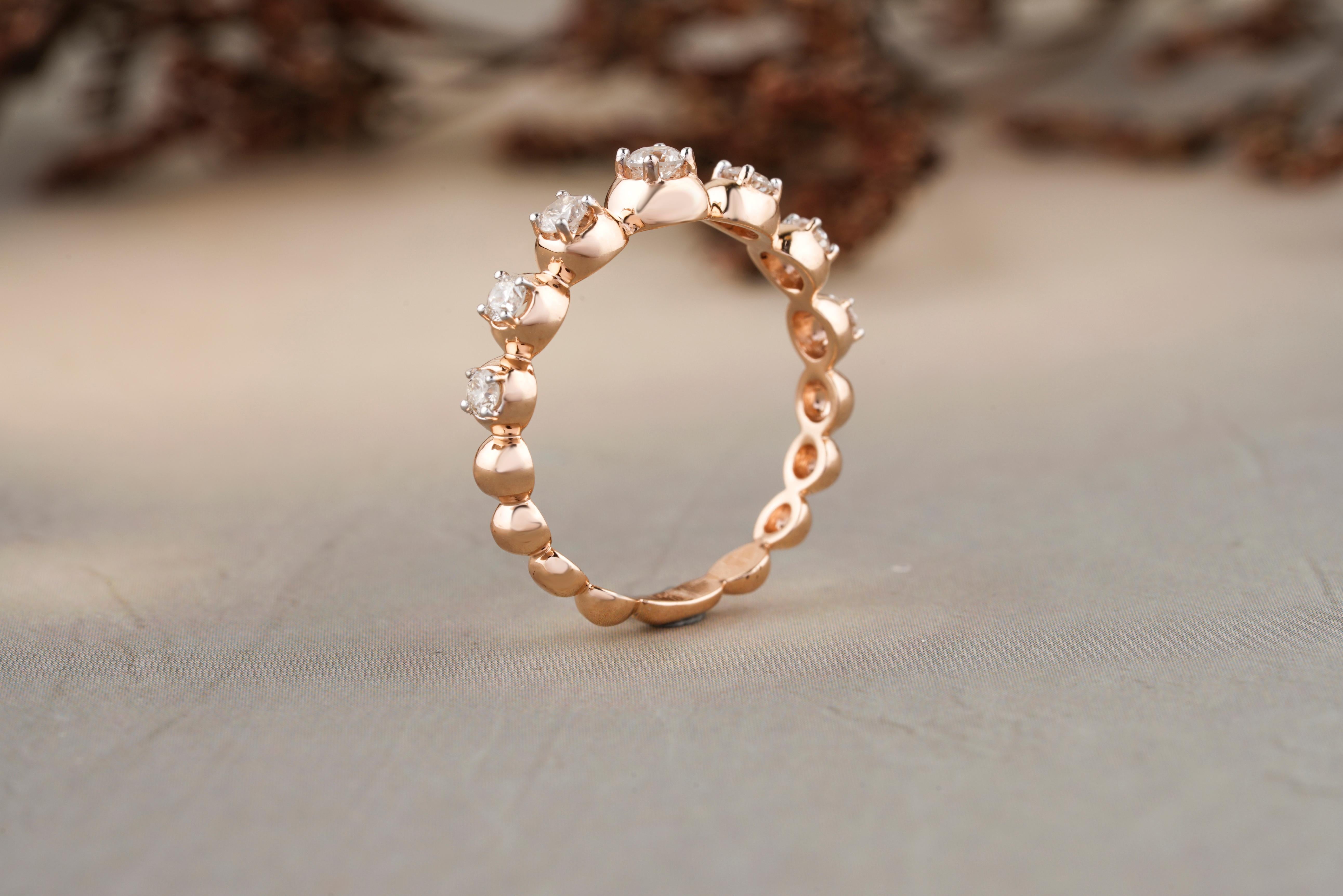 For Sale:  Bubble Design Eternity Band Set With Round Diamonds in 18k Solid Gold 5
