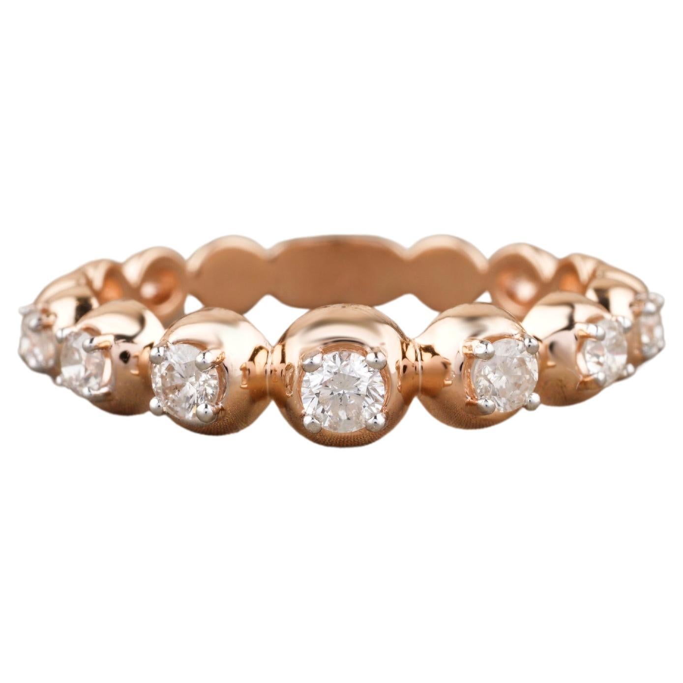 For Sale:  Bubble Design Eternity Band Set With Round Diamonds in 18k Solid Gold