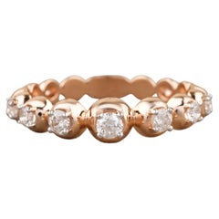 Bubble Design Eternity Band Set With Round Diamonds in 18k Solid Gold