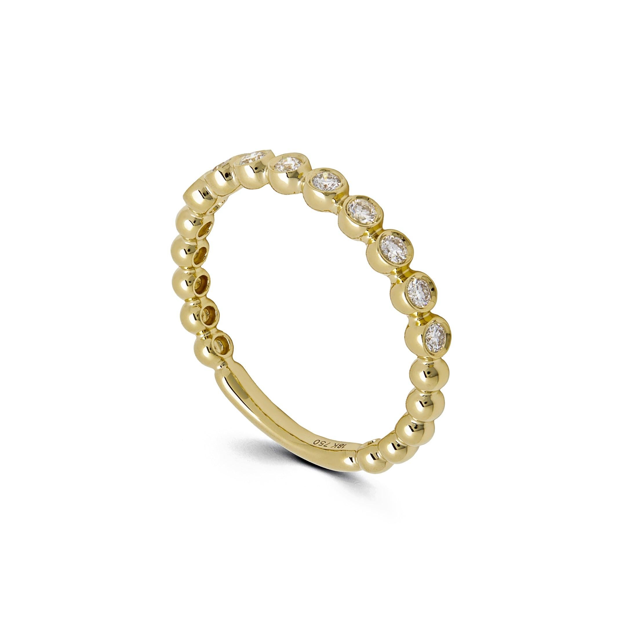 Contemporary Bubble Diamond Partial Eternity Band in Yellow Gold For Sale