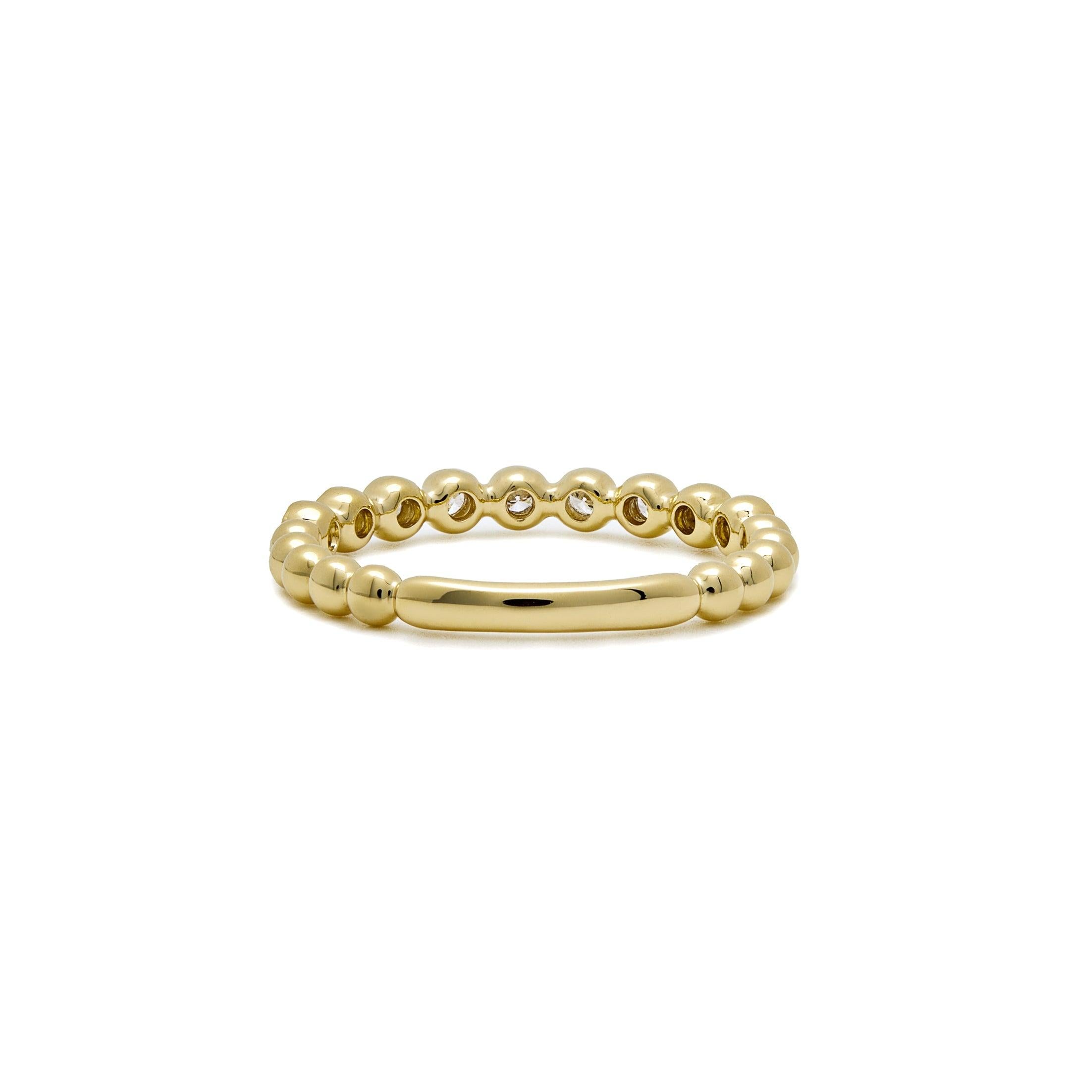 Round Cut Bubble Diamond Partial Eternity Band in Yellow Gold For Sale