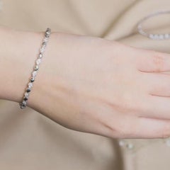 Pulsera tipo brazalete apilable con diamantes naturales de 0,36 quilates con diseño de marquesa, de oro macizo de 14k