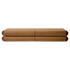 Bubble Floating Console (Large) – Modern Wall Mount Oak Entry Console w/ Drawers