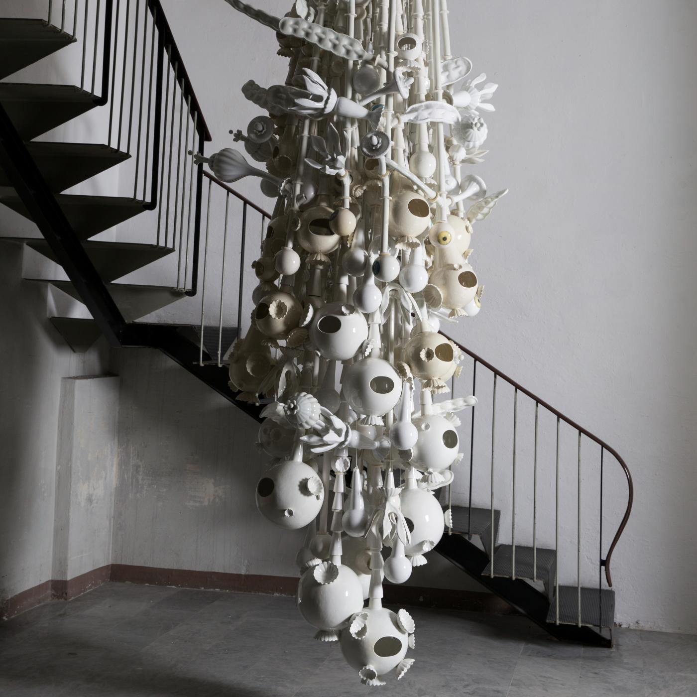 Italian Bubble Flowers Giant Chandelier by Roberto Cambi For Sale