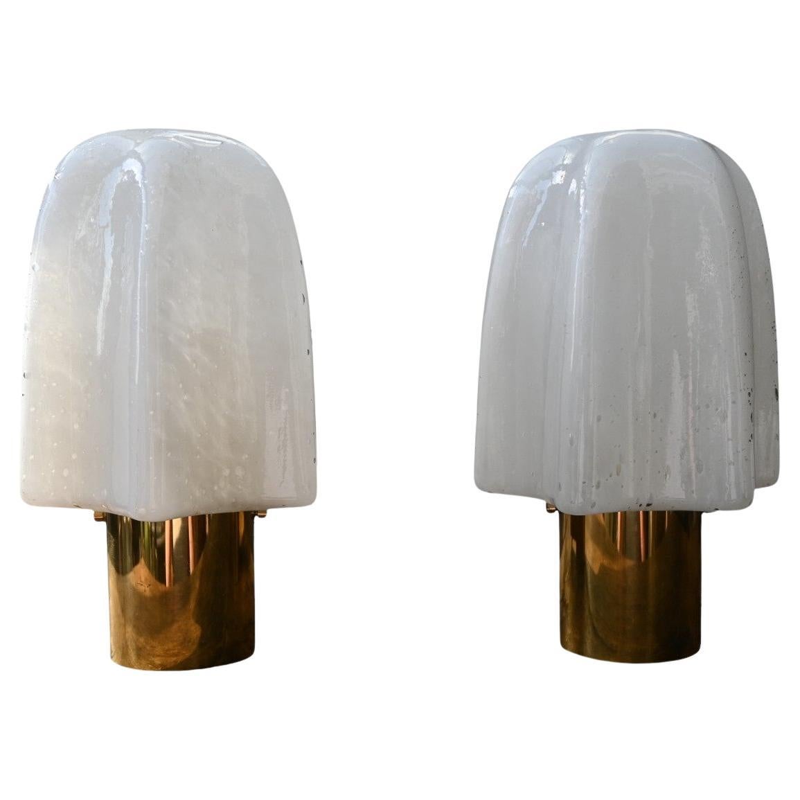 Bubble Glass and Brass Pair of Sconces by Limburg (Glashütte), 1970s, Germany For Sale