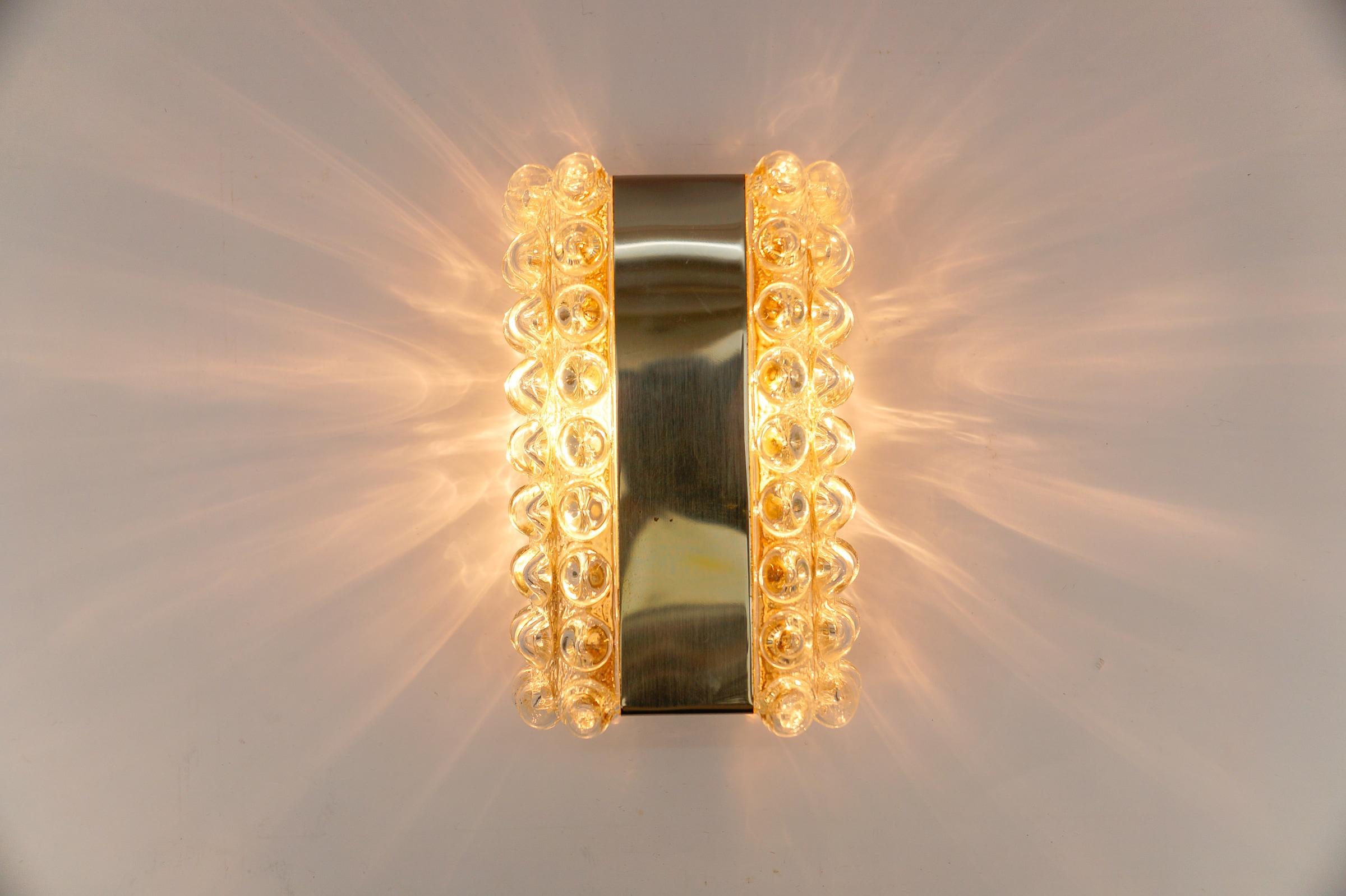 Metal Bubble Glass and Chrome Sconce or Wall Lamp by Limburg, 1960s Germany For Sale