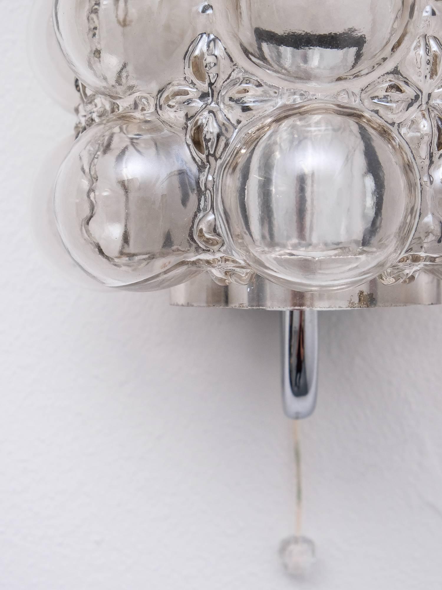 Mid-Century Modern Bubble Glass and Chrome Wall Sconce by Helena Tynell for Limburg, 1960s