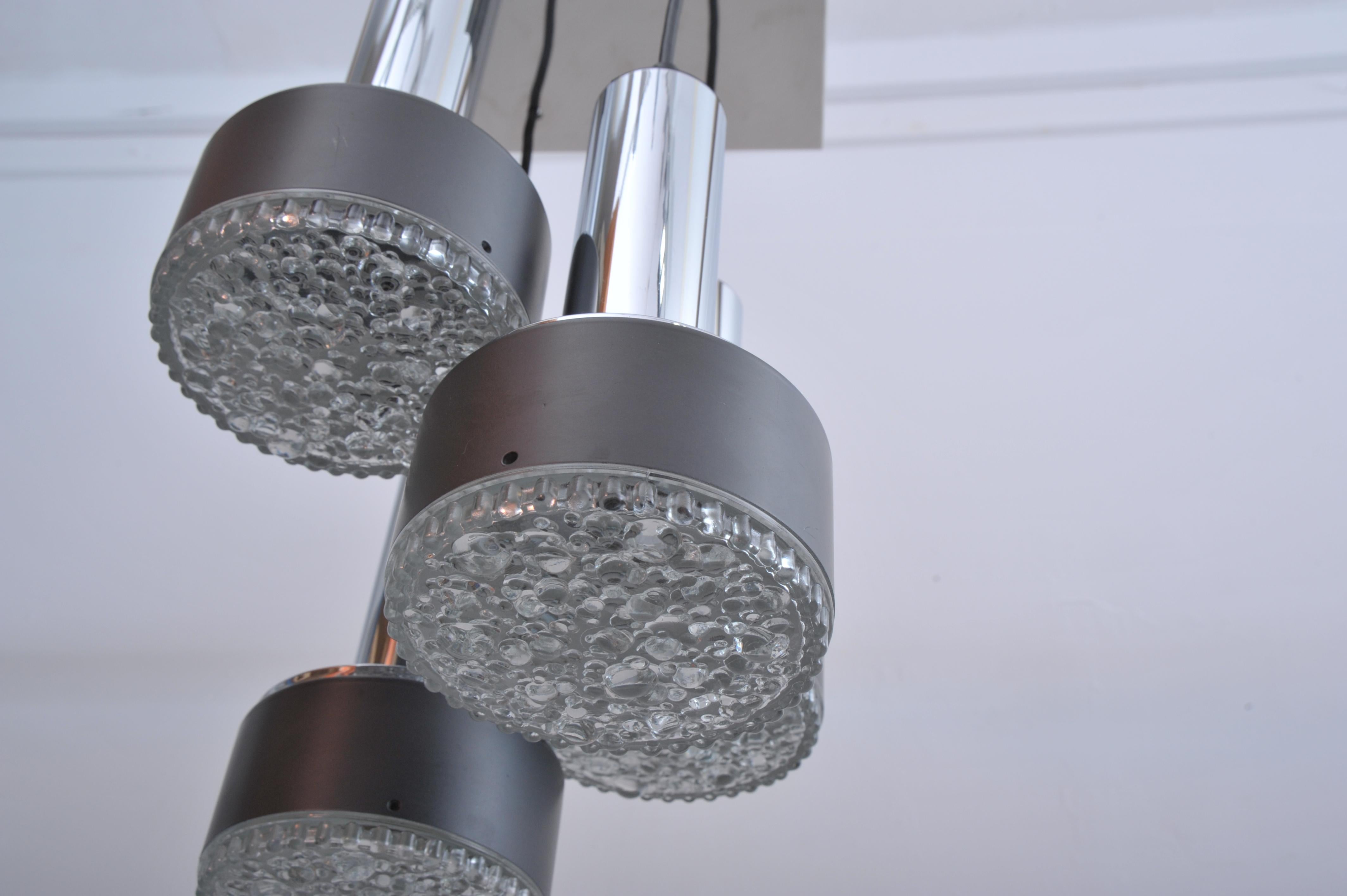 Tedesco Lampada a sospensione a cascata in vetro a bolle di Staff (1960) in vendita