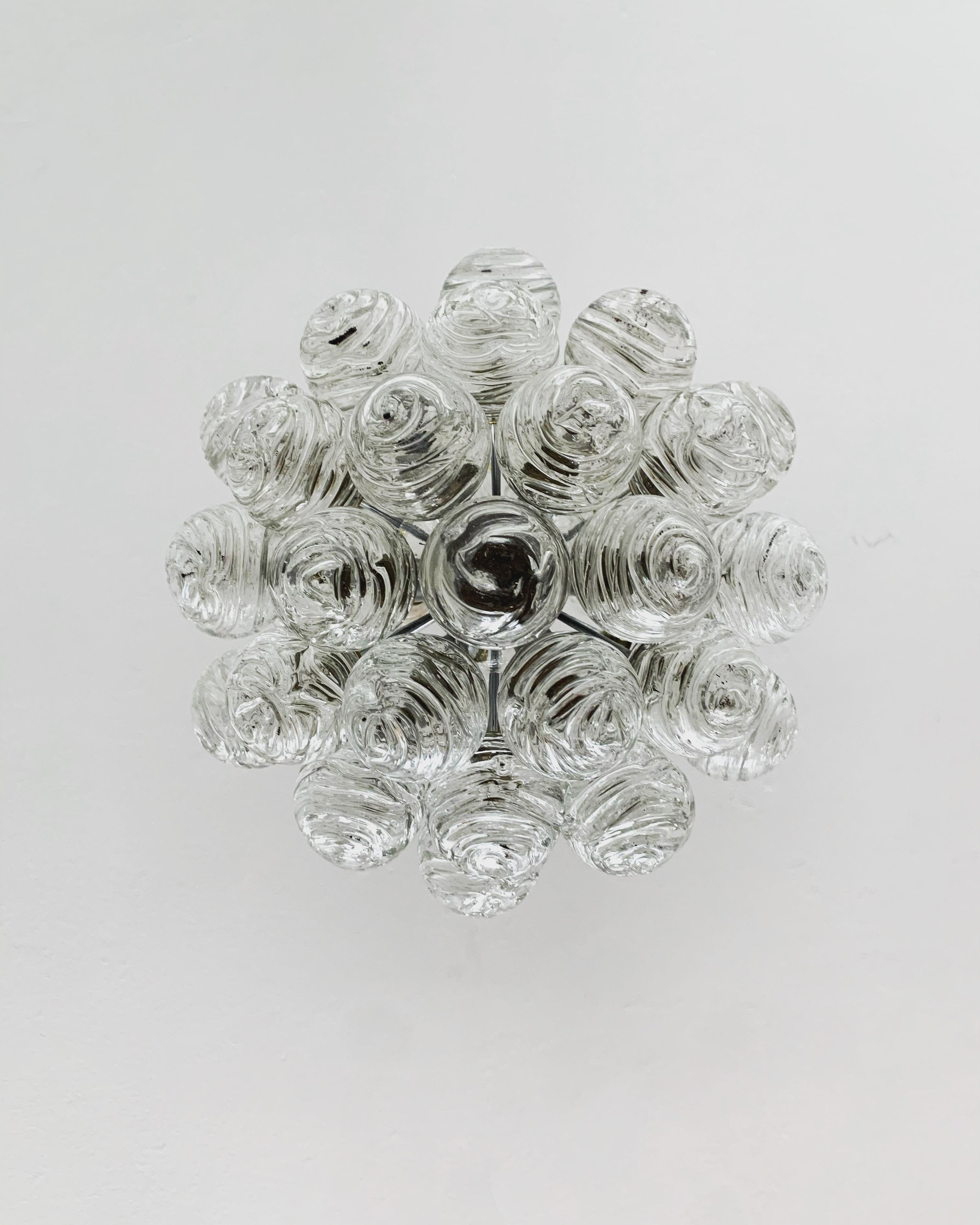Metal Bubble Glass Chandelier by Doria  For Sale