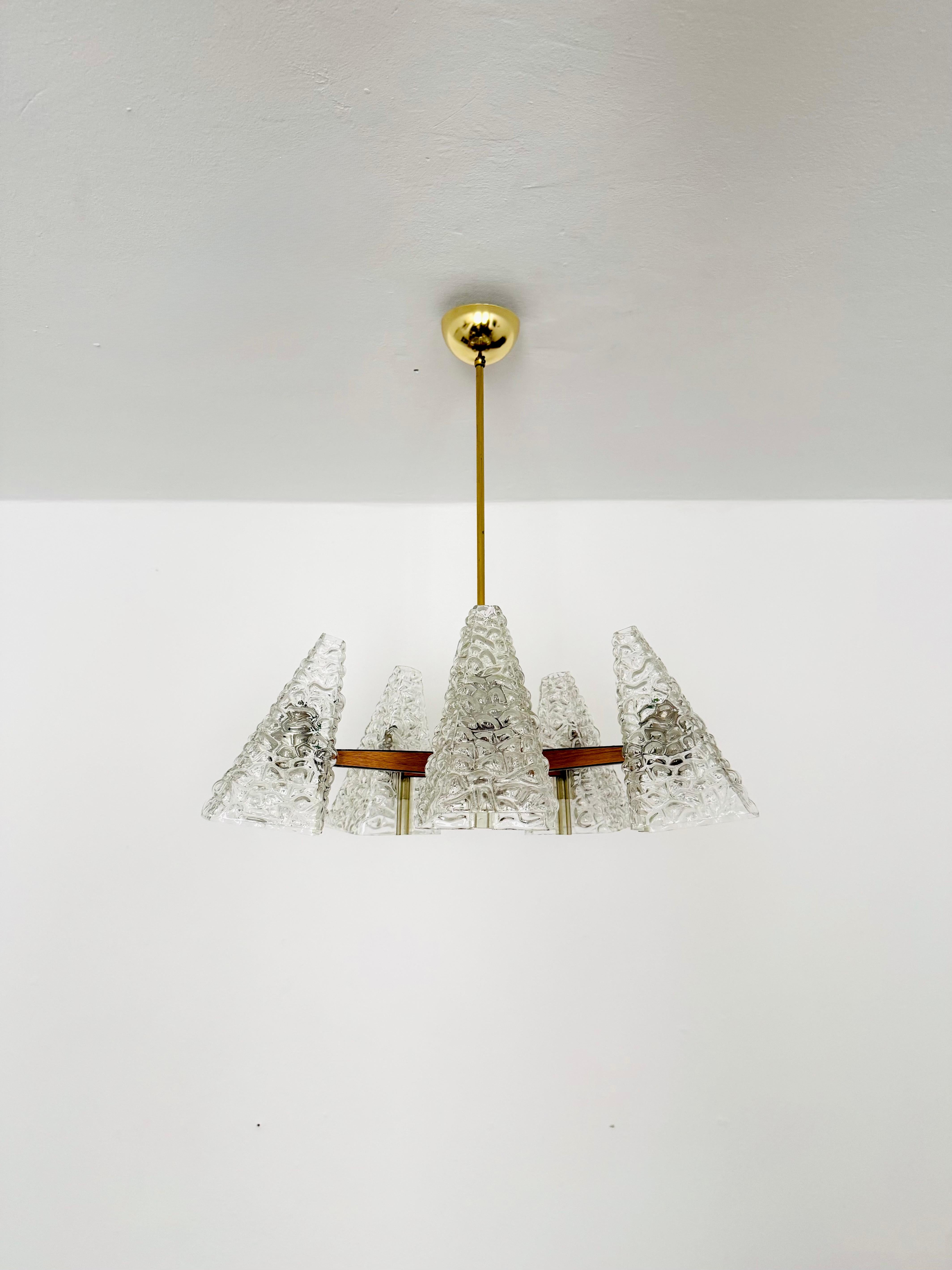 Mid-Century Modern Lustre en verre bullé de Rupert Nikoll en vente